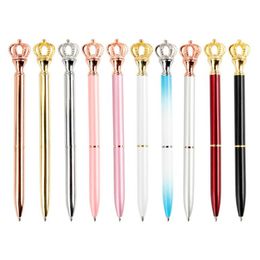 Wholesale Ballpoint Pen Exquisite Multi-Color Metal Crystal Shiny Crown With Diamond School Office Student Learning Stationery Supplies Gifts
