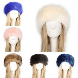 Berets Winter Warm Thick Furry Hairband Fluffy Russian Faux Fur Women Girl Headband Hat Outdoor Ski Hats