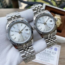 Automatic Mechanical Mens Watches Diamond High Quality Stainless Steel Womens Luxury Watch Silver Couple Style