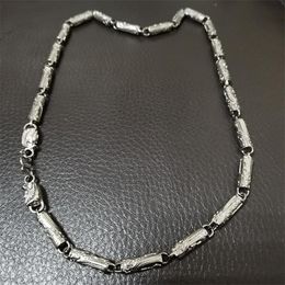 Chinese style "Chinese LONG" chain head necklace stainless steel silver tone for men's
