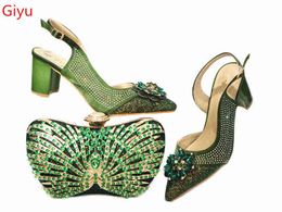 Dress Shoes Doershow-zapatos italianos verdes para mujer conjunto bolsos y zapatos africanos fiesta graduación Sandalia verano HBK1-11 220303