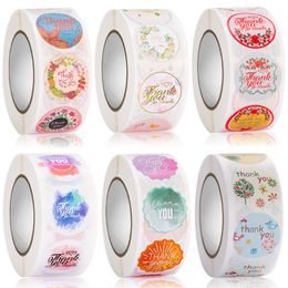 Background Flower Thank you Seal Sticker Colorful 2.5cm Size Label Sticker Adhesive Tags Stickers for Festival