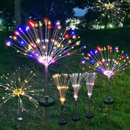 Lawn Lamps Solar Power Outdoor LED Fireworks Starry Lights Adjustable Remote Control Muticolor Waterproof IP65 Garden Decoration