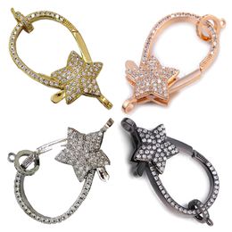 Riversr CZ Micro Pave Star Lobster Clasp White Pink Yellow Gun Black Copper Zircon Necklace Bracelet Connector Fasteners DIY Handmade Jewellery