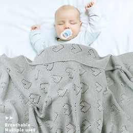 Infant Baby Boy Girl Knit Loving Heart Hollow Out Blanket Autumn Winter born Quilt Boys Girls Hold 210429