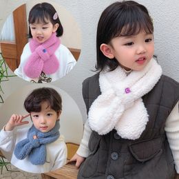 Fashion Children Baby Scarf Boys Girls Winter Warm Flannel Soft Cross Collar Neck Ring Scarf White 1-10T Kids Bebe Scarves