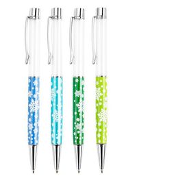 2021 Christmas Crystal DIY Ballpoint Pen Empty Floating Glitter DIYs Multi Function Pens