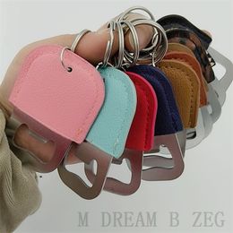 10 Colours Beer Bottle Opener Stainless Steel PU Leather Openers With Keychain Household Kitchen Tool