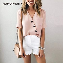 HOMOPHONY Women Blouse Office Ladies Plus Size Shirt Long Sleeve Casual Sexy V-neck Shirt Work Blouse Tops Blusa Feminina 210317