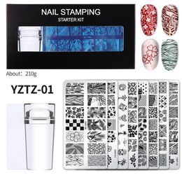 steel stamping set NZ - Nail Art Kits Stamping Plates Set 8 Stainless Steel With Vairous Patterns Supplies Stamper Kit Gift For Girlfriend