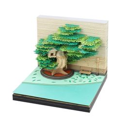 New Arrival Treehouse 3D Note Paper Pad Innovative Home Decorations Art Paper Crafts 3D Treehouse Model For Reading Room 210318