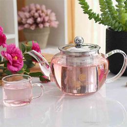 Heat Resistant Glass Loose Tea pot With Stainless Steel Infuser Filter Water Coffee Leaf Pot Home Office 400 600 800Ml 210621