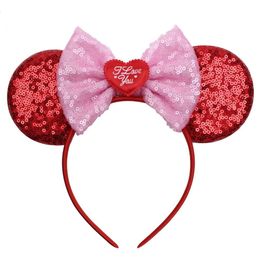 New style Valentine s Day decorations sequins big bow Headband hair accessories Adult Kids Mouse ear Modelling hoop Hair