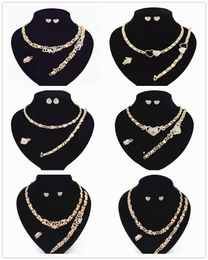 Earrings & Necklace 6 Set/Lots Wholesales Woman Jewellery Set 14K Gold Plated Bridal Sets Nigerian Women's Display