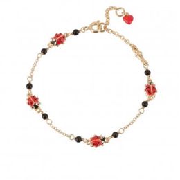 European and American Style Fashion Personality Trend Temperament Insect Series Enamel Ladybug Lucky Red Heart Bracelet