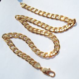Cuban Chain Designer Jewellery 24 Yellow Solid Gold Genuine Finish 18k Stamped Necklace 10mm Fine Curb Cuban Chain Necklace Mens Hip Hop Fashion Style