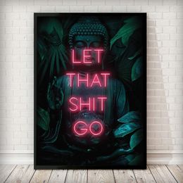 Gemälde Neonwandkunst Poster Leinwand Malerei Abstrakt Buddha Yoga Zen Geschenk Minimalismus Bild für Wohnzimmer auf dem Wohnkultur