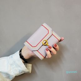Korean woven wallet small wallet women short style European and American women's wallet fashion three fold coin purse tide 2021