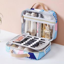 Storage Bags Double-deck Transparent Cosmetic Bag Women's Makeup Organiser Handbag Toiletry Female Travel Make Up Pouch Bath Kit