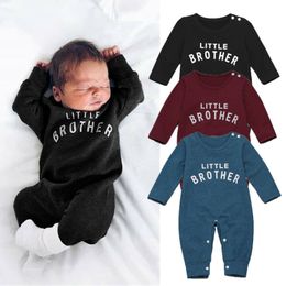 Autumn Winter Newborn Baby Girl Boy Rompers Knitted Long Sleeve Letter Printed JumpsuitsTops Outfits Clothes 20220221 H1