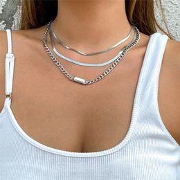 Fashion Statement Vintage Flat Snake Chain Necklace For Women Girl Collares Smooth Link Choker Boho Gothic Neck Jewellery