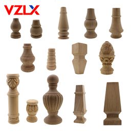 VZLX Furniture Legs Floral Wood Carved Decal Corner Appliques Frame Woodcarving Decorative Wooden Figurines Crafts Home Maison 210318