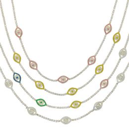 Lucky Turkish Evil Fashion Jewellery For Women Cz Tennis Chain Enamel Pink White Yellow Pastel Colour Eye Choker Necklace
