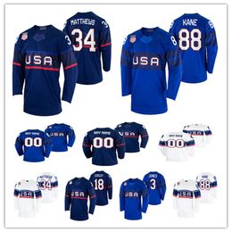 USA Hockey 2022 Beijing Winter ICE Jerseys Patrick Kane Seth Jones Johnny Gaudreau Jack Eichel Auston Matthews Jake Guentzel Brady Tkachuk DeBrincat Larkin Oshie