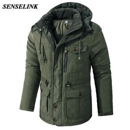 Winter Thick Warm Jacket Men Casual Hooded Windproof Parka Solid Color Plus Size Multi Pocket S-2Xl 211214