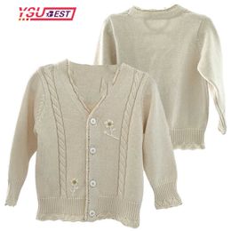 Autumn Baby Sweater Clothes Knitted Sweaters Girls Floral Embroidery Cardigan Kids Long Sleeve Coat Jacket Top Knitted Cardigan Y1024
