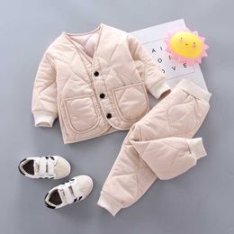 Winter Autumn Baby Boys Clothes Full Sleeve Parkas Pants 2pcs/set Cotton Suits Children Clothing Sets Toddler Brand Tracksuits X0902