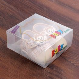 Gift Wrap 100Pcs/Lot 14cmx13cmx6cm Cartoon PVC Plastic Baby Shoe Box Retail Packaging Transparent Packing Decoration Boxes Wholesale