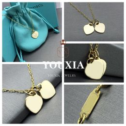 Chains 925 Sterling Silver High Quality Custom Fashion Trend Light Luxury Double Heart Necklace Lover Gift With Logo