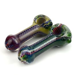 Latest Colourful Pyrex Thick Glass Smoking Tube Handpipe Portable Handmade Dry Herb Tobacco Oil Rigs Philtre Bong Hand Art Pipes DHL Free