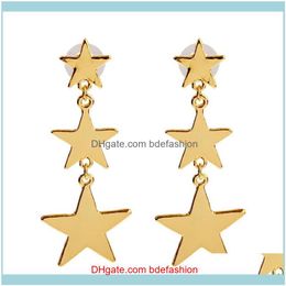 Dangle & Chandelier Jewelryfashion Gold Color Alloy Five-Pointed Star Chain Pendant Long Earrings Jewelry Drop Delivery 2021 K4Phm