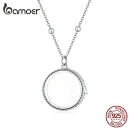 bamoer 925 Sterling Silver Simple Locket Elf Energy Box Necklace fit Small Bead for Women DIY Making Jewelry BSN232