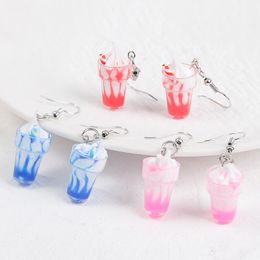 3 Pairs/Set Korea Style Trendy Female Cute Blue Red Pink Silica Gel Plastic Ice Cream Drop Earrings For Women Girls Gift Jewelry