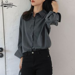 Fashion Autumn and Winter Thick Single-breasted Female Blusas Loose OL Style Women Shirts Long Sleeve Women's 11295 210427