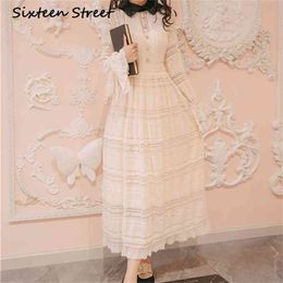 Summer Apricot Maxi Dress Woman Long Sleeve Patchwork Runway Fashion Female Night Party Vestido 210603