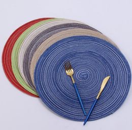 Round Woven Placemats Dining Table Heat Resistant Wipeable Placemat non-slip Washable Kitchen Place Mats for Holiday Party SN2122