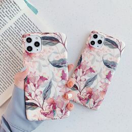 Retro Flowers Phone Cases For iPhone 13 12 11 Pro Max 7 8 plus XR XS Case Soft TPU Matte Floral Shell Back Cover