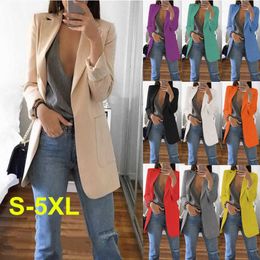 Oversized Autumn New Blazers Women Suit Solid Jacket Casual Notched Collar Female Office Ladies Suit Coat Tops Plus Size S-5xl X0721