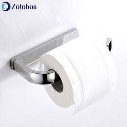 ZOTOBON Kitchen Roll Paper Shelf Adhesive Wall Mounted Toilet Paper Holder Chrome Bathroom Tissue Towel Accessories Rack F194 210320