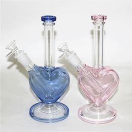 New Design heart shape Glass Water Pipes Bongs hookah Colorful 14mm Joint Glass Bowl Beaker Bong Pipe Oil Dab Rigs ash catcher