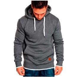 New men's hoodie training fitness solid Colour outdoor sports and leisure patchwork hooded sweater pullover men
