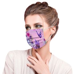 2021 Disposable adult children mask butterfly printing non-woven spun lace cloth breathable masks
