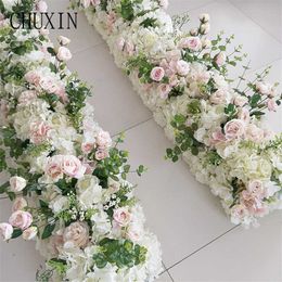wedding road lead rose flower row wedding sign in stage guide artificial flower home holiday celebration decoration SH190928