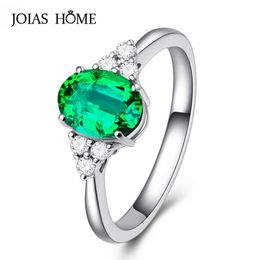 Cluster Rings JoiasHome Trendy Gemstone For Women Charms Silver 925 Jewelry Oval Emerald Ruby Amethyst Sapphire Female Anniversary Gift