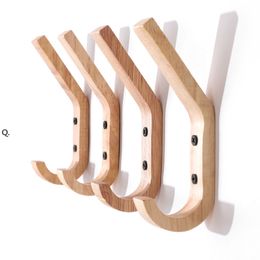 Natural Wooden Coat Hook Study Wall Mounted Clothes Scarf Hat Bag Storage Hanger Hooks Modern BBB14356