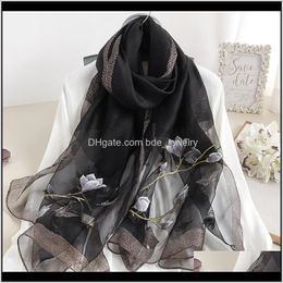 Hats, & Gloves Fashion Aessories Women Wool Silk Scarf Warm Shawls Lady Wraps Floral Embroidery Winter Scarves Elegant Female Foulard Bandana